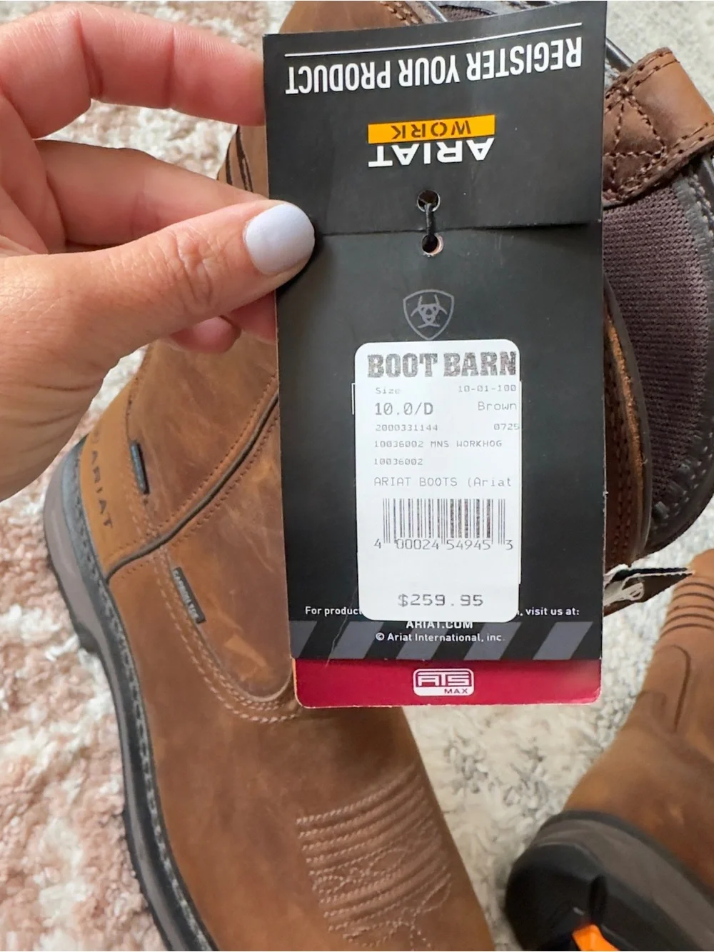 NWT - Ariat Men’s Brown Pull-On Work Boot with Carbon Toe